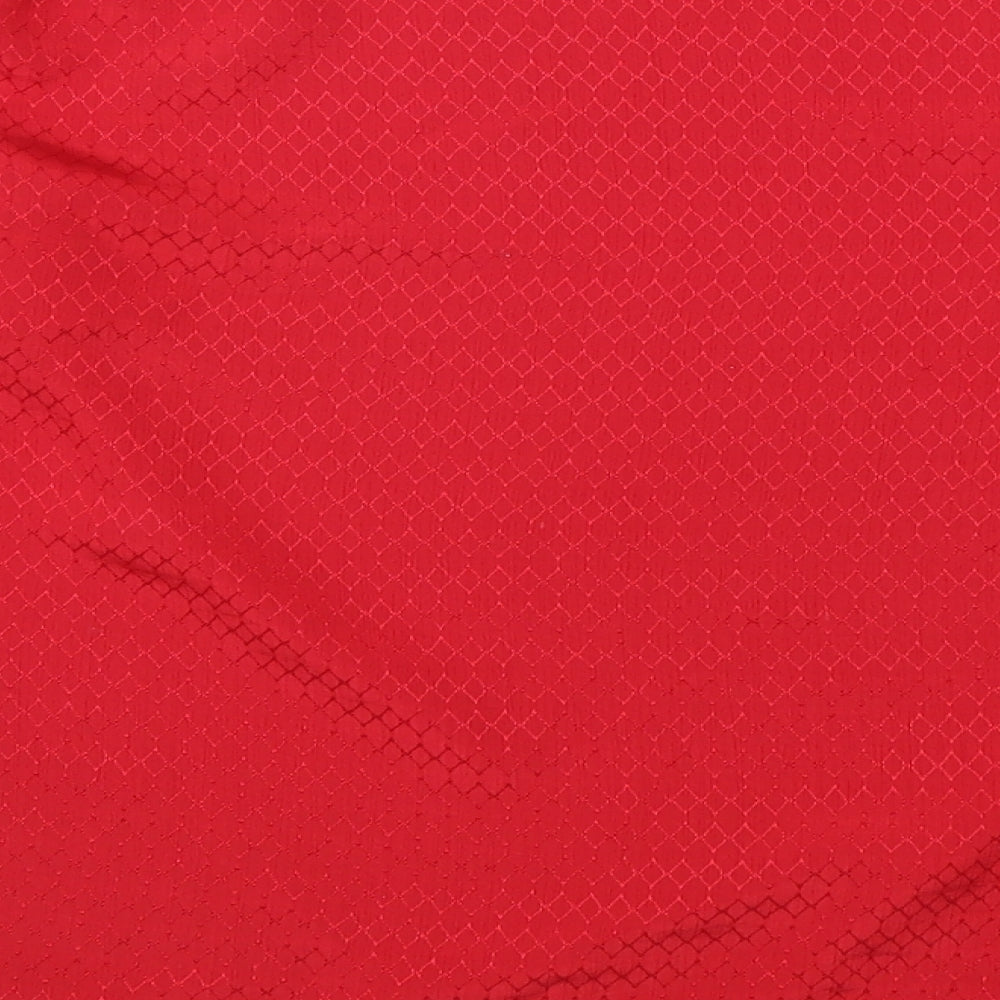 Preworn Womens Red Geometric Polyester Basic Blouse Size 10 Round Neck