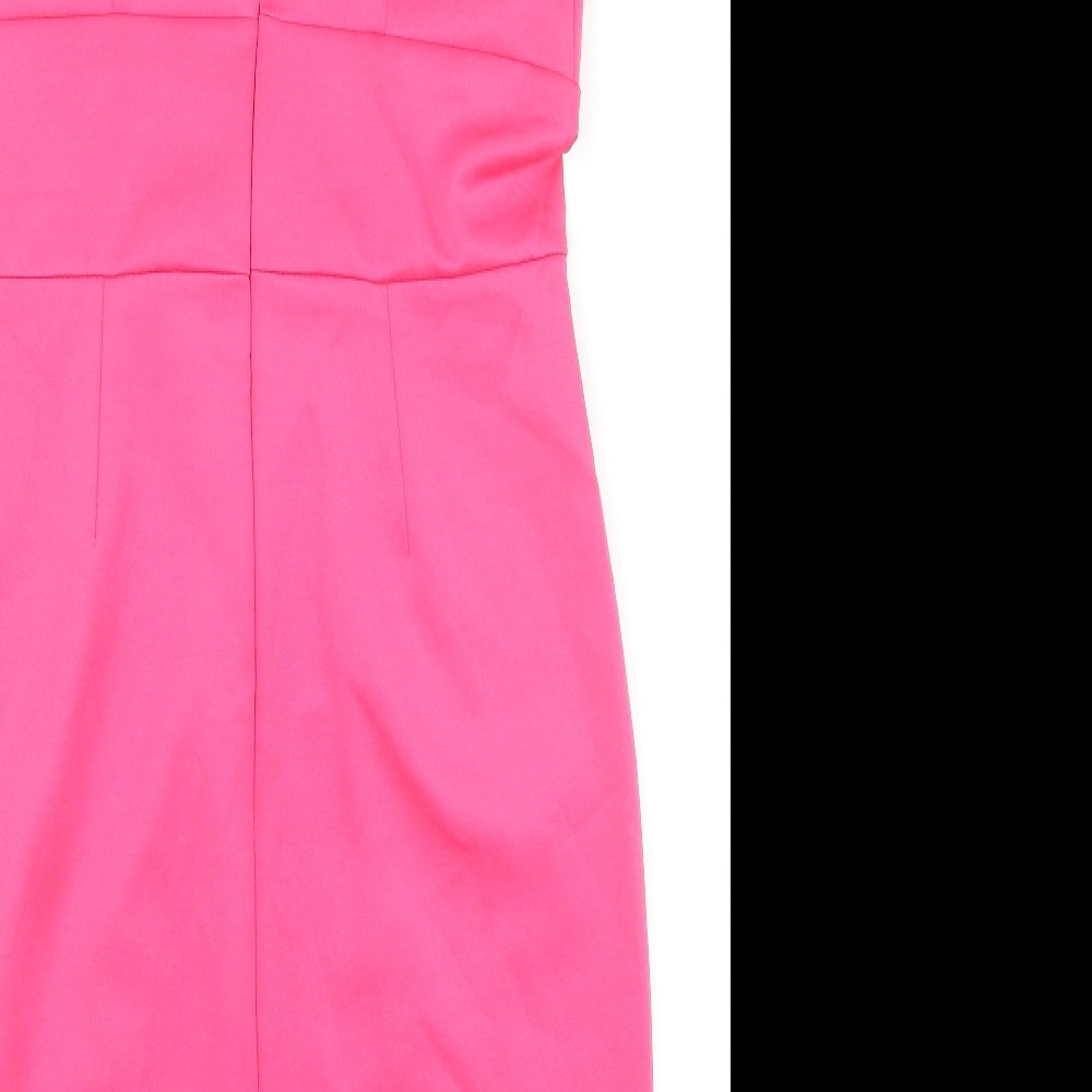 Body Flirt Womens Pink Polyester A-Line Size 10 Round Neck Zip