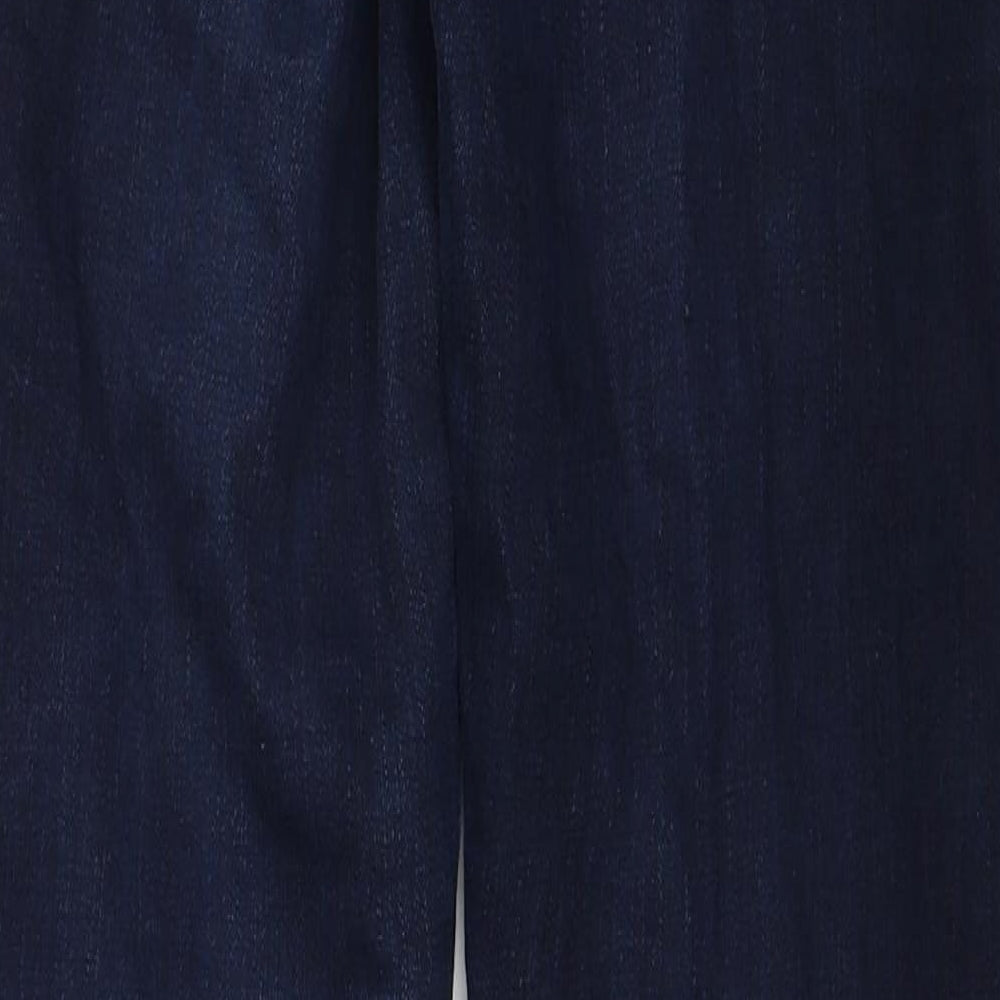 Marks and Spencer Womens Blue Herringbone Cotton Skinny Jeans Size 27 in Regular Zip