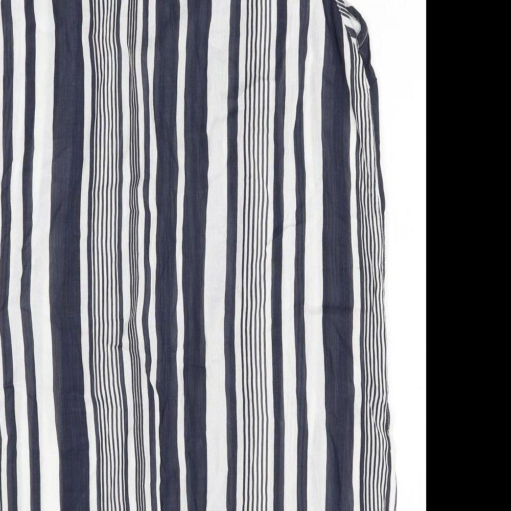 Debenhams Womens Multicoloured Striped Viscose Tunic Button-Up Size 12 V-Neck