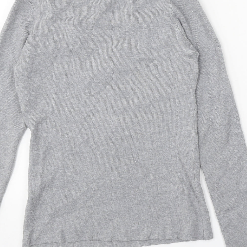 Enzoria Womens Grey Round Neck Viscose Pullover Jumper One Size