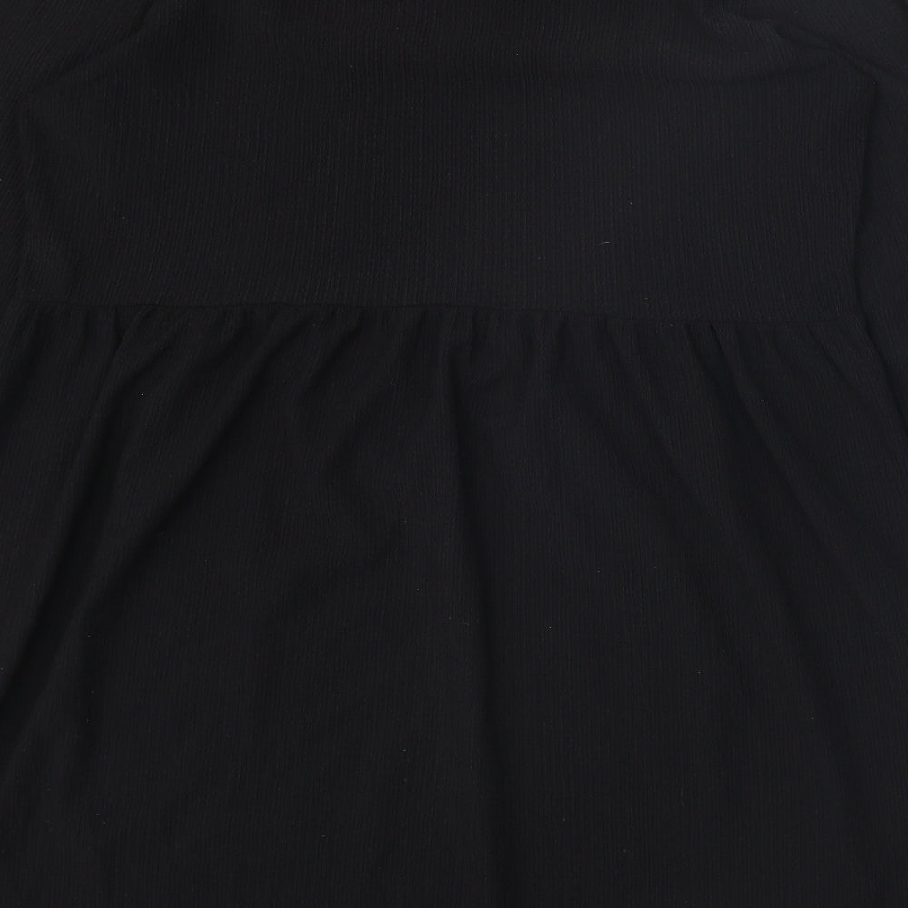 New Look Womens Black Herringbone Polyester A-Line Size 14 Round Neck Pullover