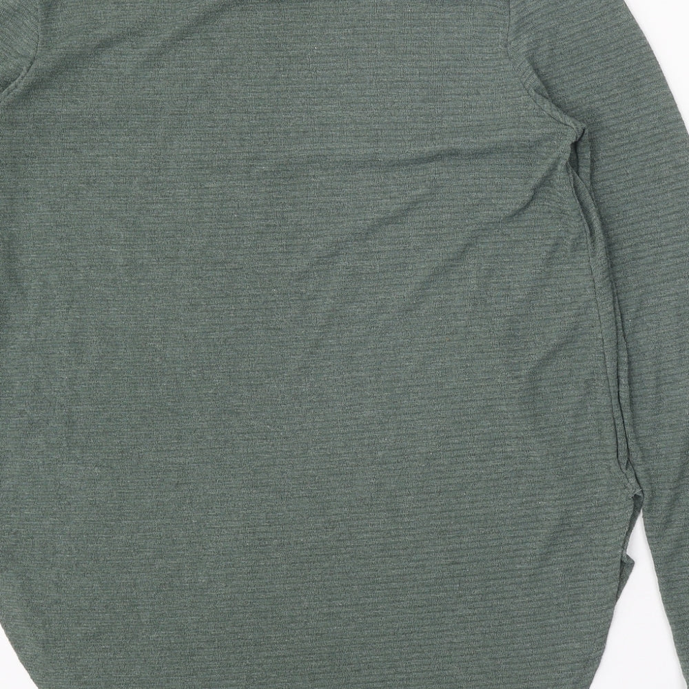 H&M Womens Green Boat Neck Polyester Pullover Jumper Size L