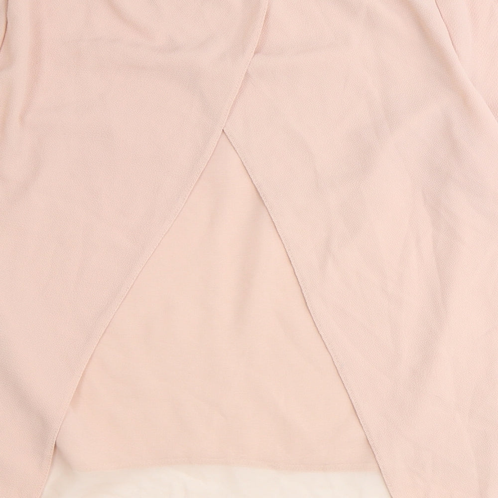 New Look Womens Pink Polyester Basic Blouse Size 8 Round Neck