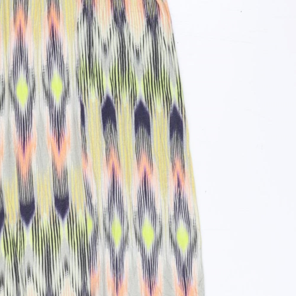 Warehouse Womens Multicoloured Geometric Viscose Maxi Size 8 Off the Shoulder Pullover