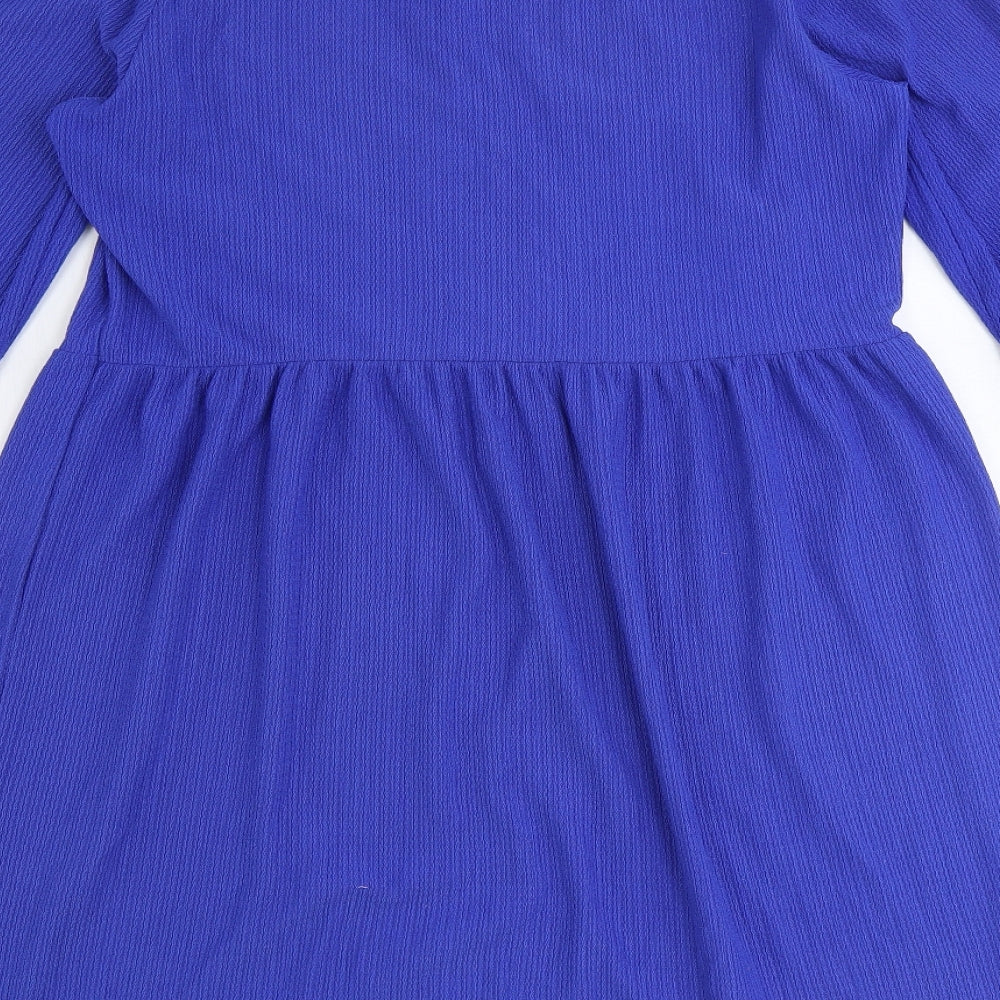 New Look Womens Blue Polyester Fit & Flare Size 10 Round Neck Pullover