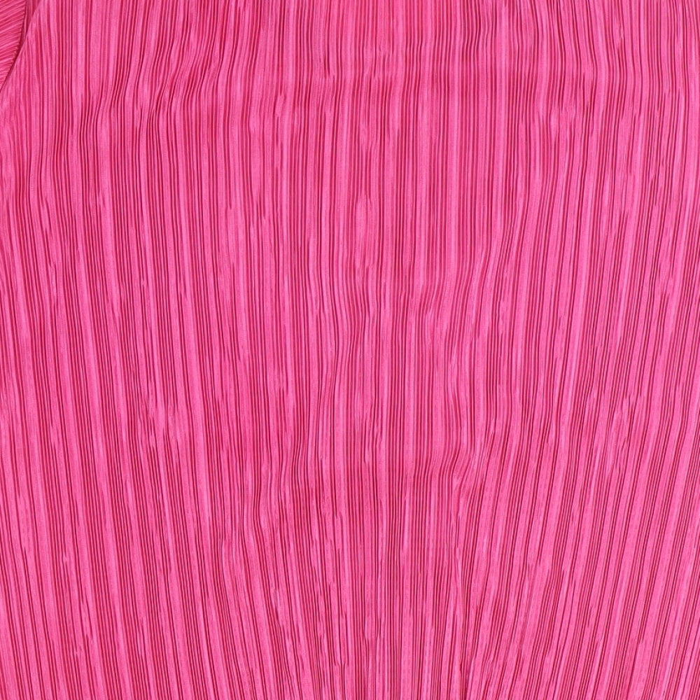 Kate Lilly Womens Pink Geometric Polyester Basic Blouse Size 16 Round Neck