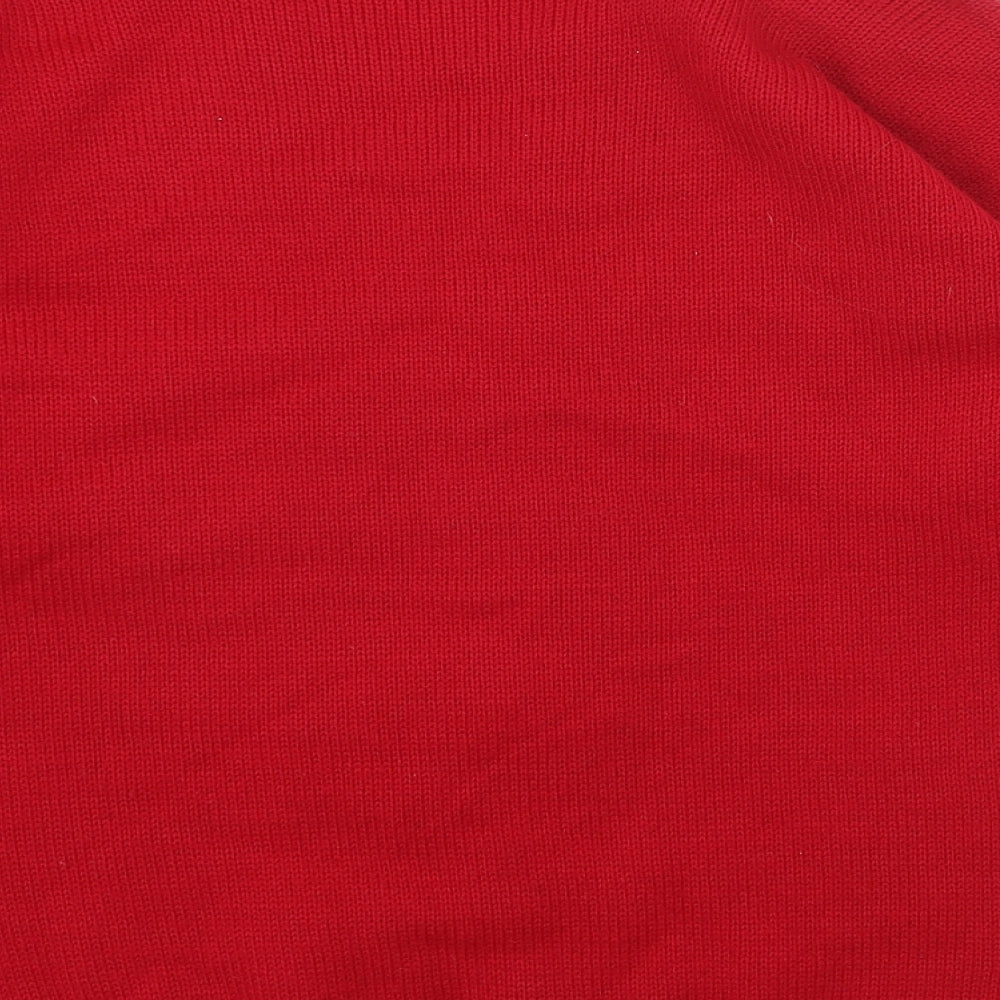 Pura Moda Womens Red Boat Neck Acrylic Pullover Jumper Size S - Reindeer