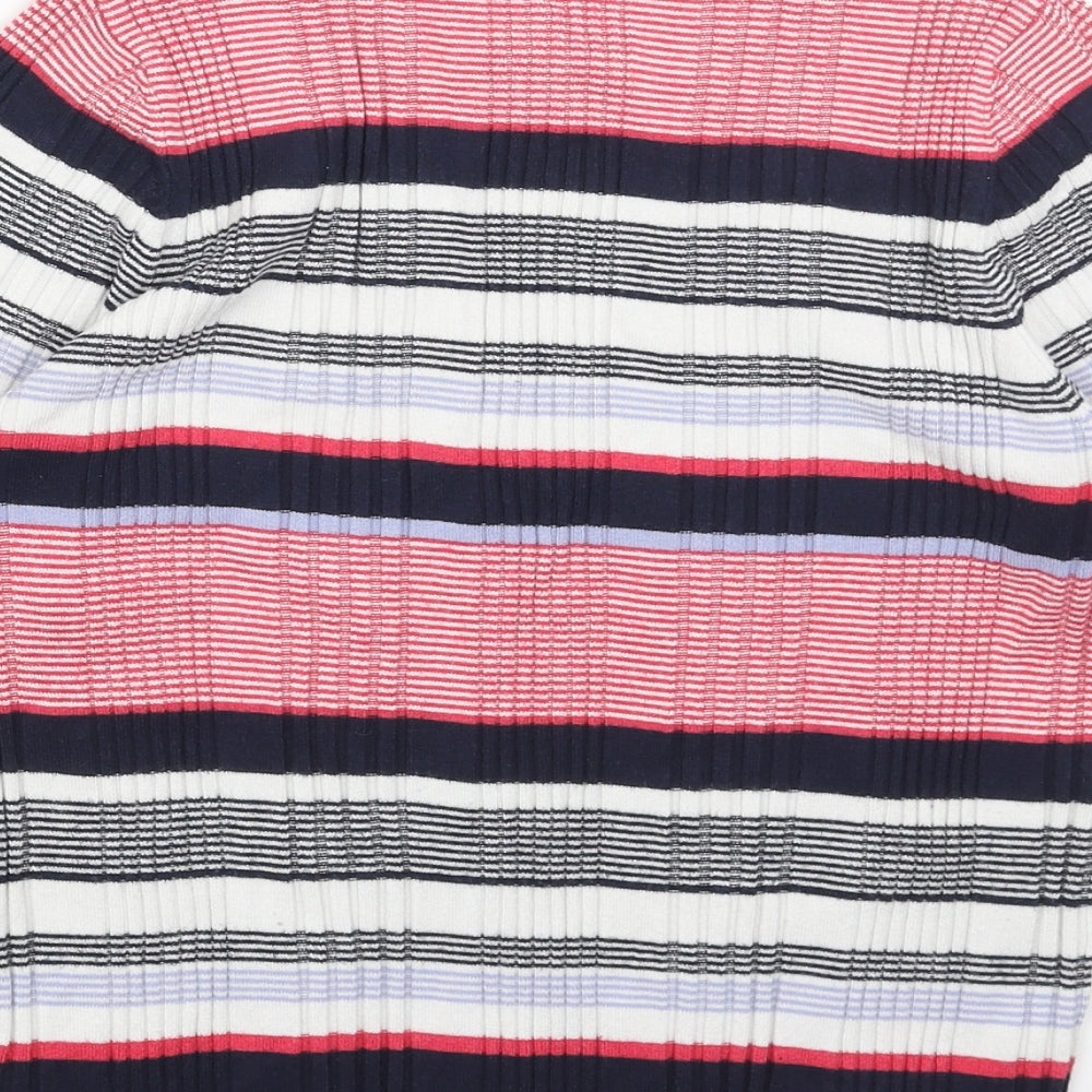 Marks & Spencer Womens Pink Round Neck Striped Acrylic Pullover Jumper Size 12