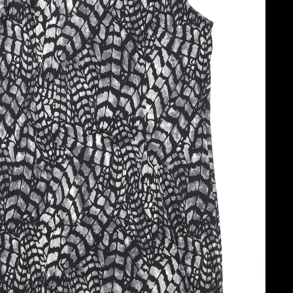 Lila Womens Grey Geometric Viscose A-Line Size 12 Scoop Neck Pullover