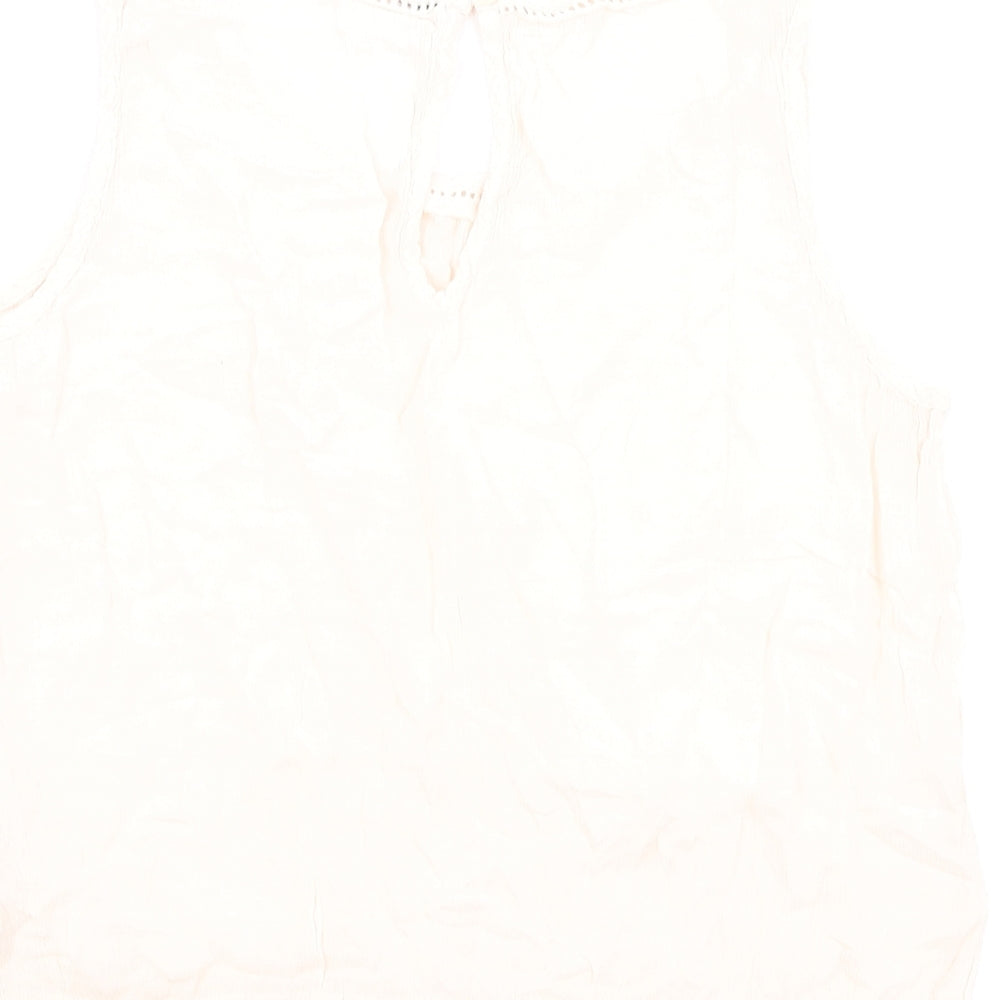 VILA Womens Pink Viscose Basic Tank Size S Round Neck - Lace Detail