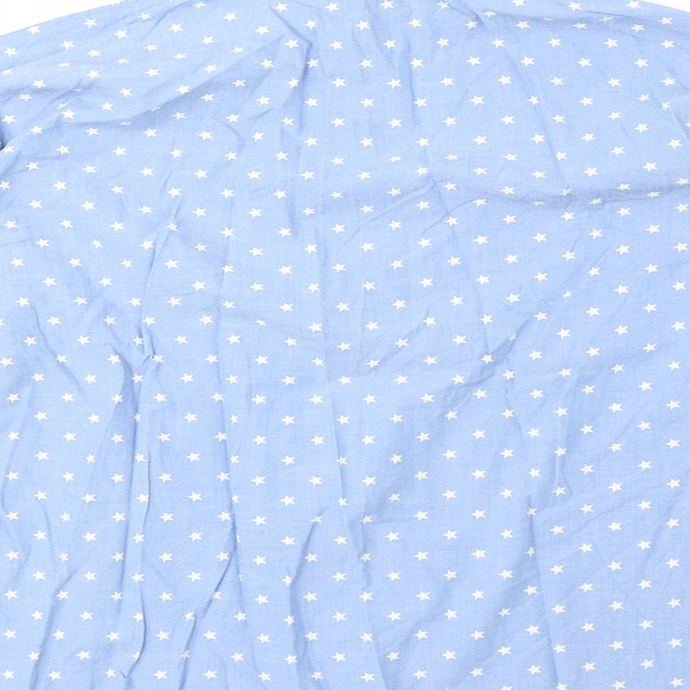 Topshop Womens Blue Geometric Cotton Basic Button-Up Size 6 V-Neck - Star Print