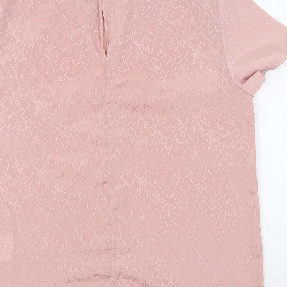 Pieces Womens Pink Geometric Polyester Basic Blouse Size M Round Neck