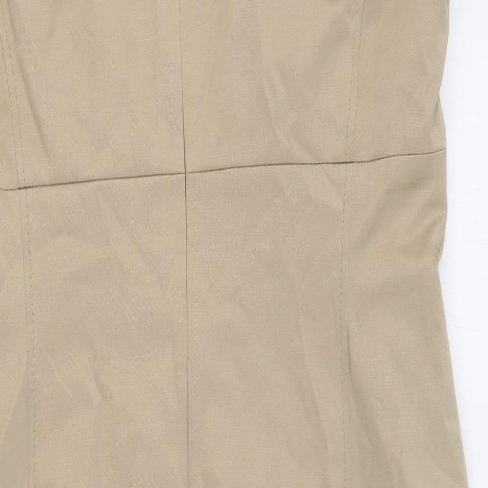 Comma Womens Beige Polyester A-Line Size 12 Scoop Neck Zip