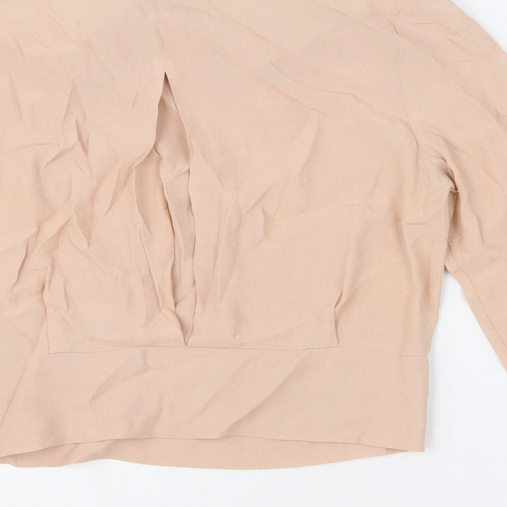 Limited Edition Womens Pink Viscose Cropped Blouse Size 6 Round Neck
