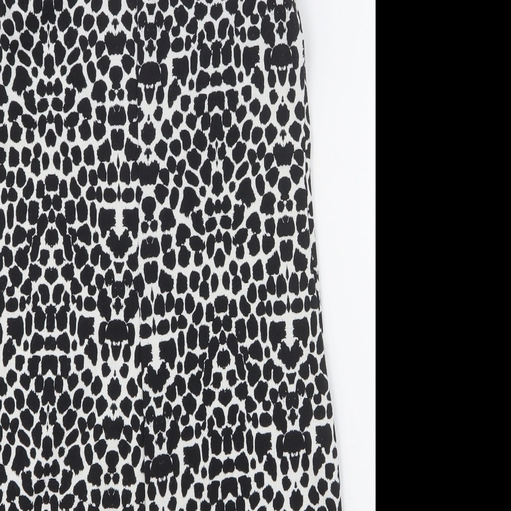 Dorothy Perkins Womens Black Geometric Polyester A-Line Size 6 Collared Button