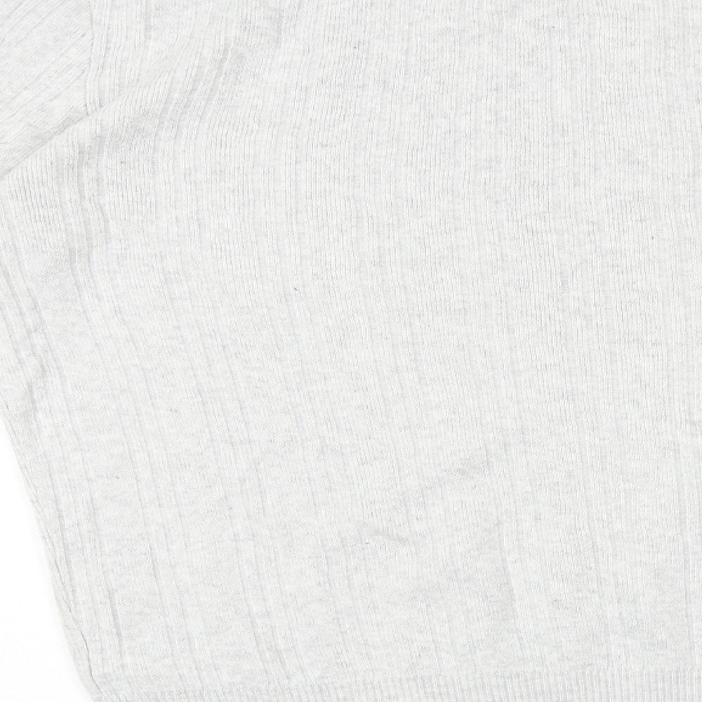 NEXT Womens Grey Mock Neck 100% Cotton Pullover Jumper Size M