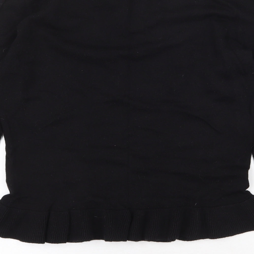 Oasis Womens Black Round Neck Cotton Pullover Jumper Size S