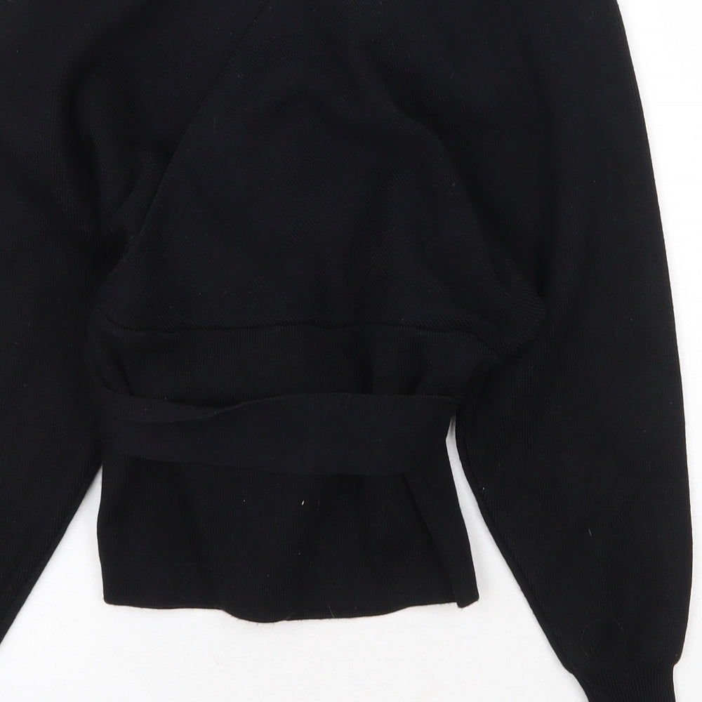 Kooiook Womens Black V-Neck Viscose Pullover Jumper Size S