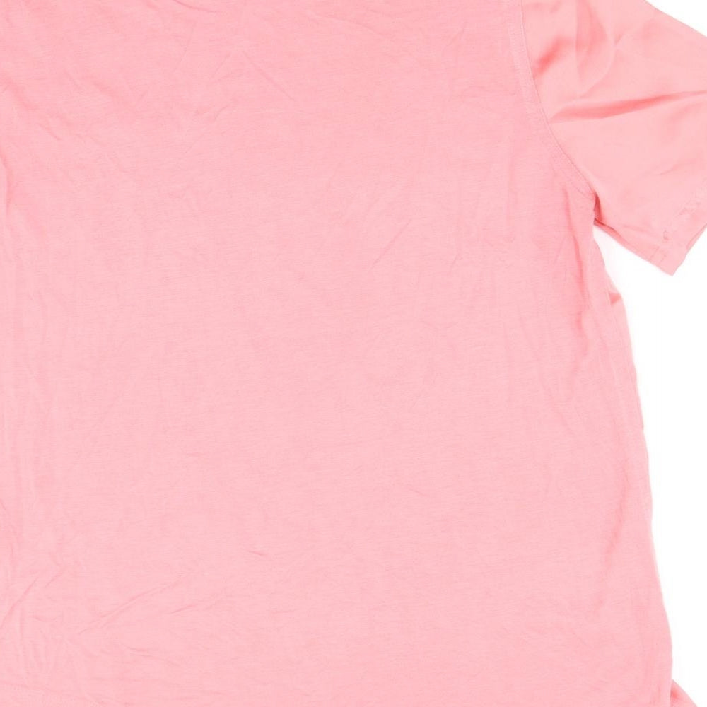 Warehouse Womens Pink Polyester Basic Blouse Size 10 Round Neck