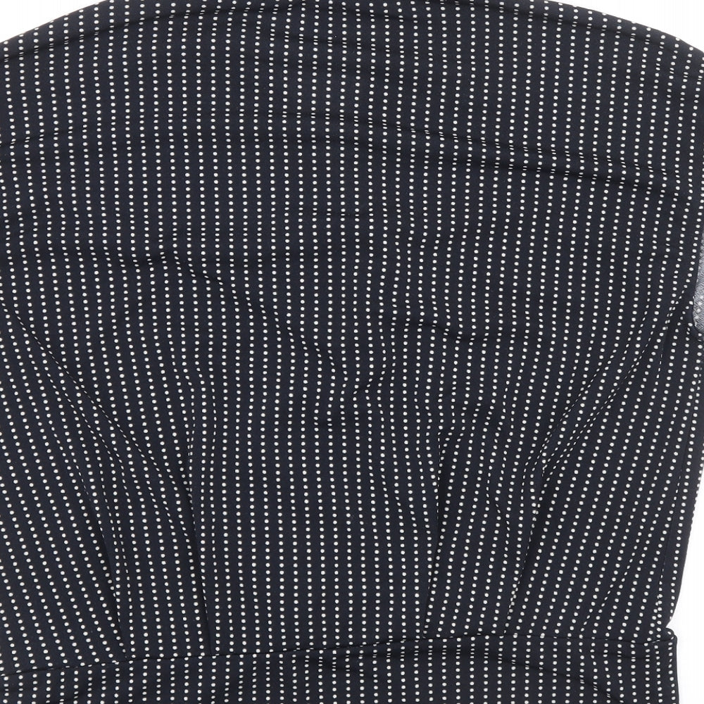 H&M Womens Blue Polka Dot Polyester Basic Blouse Size M V-Neck