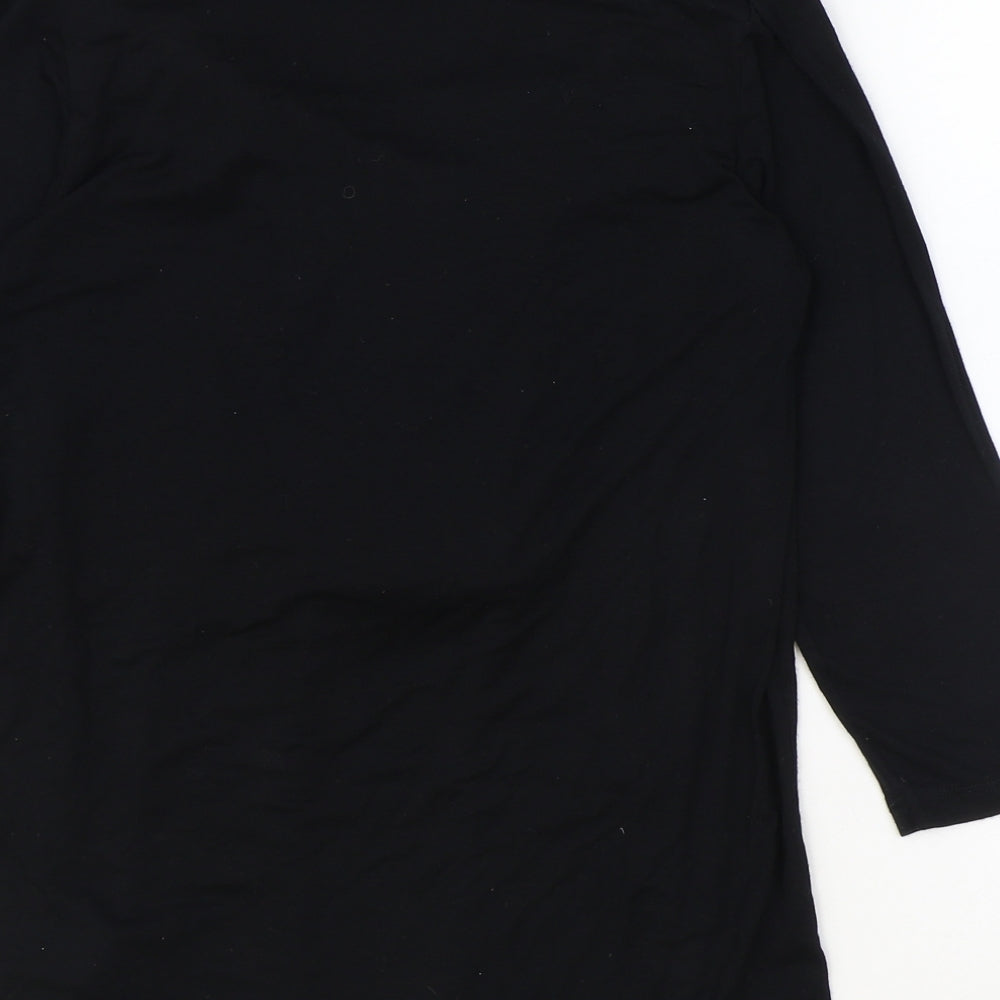 James Lakeland Womens Black Polyester Basic T-Shirt Size 14 Round Neck