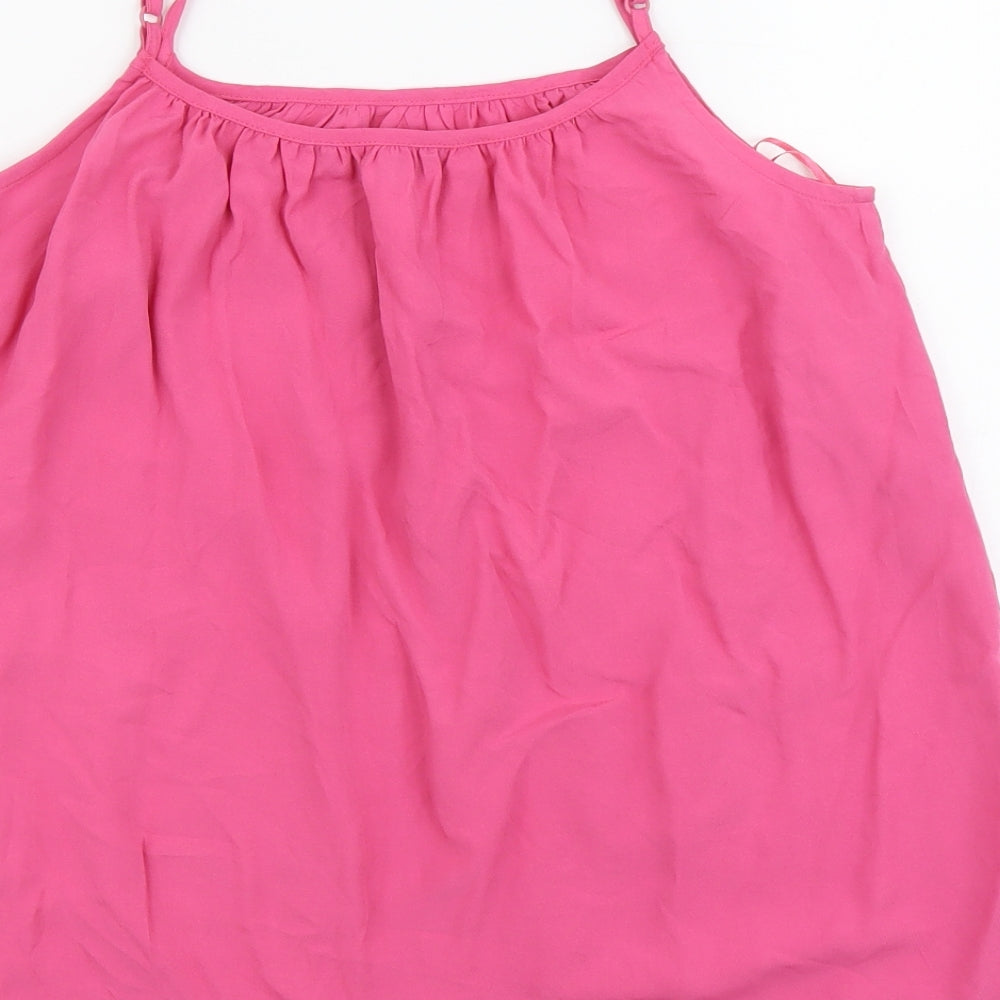 Marks & Spencer Womens Pink Viscose Basic Tank Size 6 Round Neck