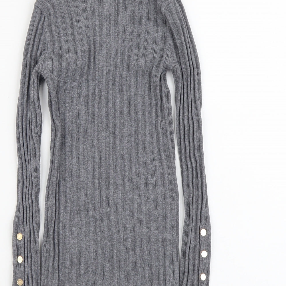 Topshop Womens Grey Mock Neck Acrylic Pullover Jumper Size 4XL