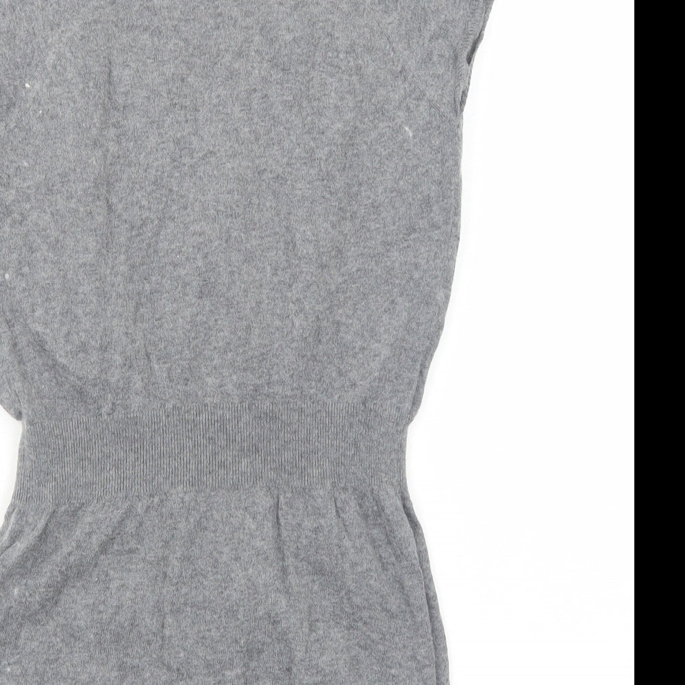 Marks & Spencer Womens Grey Geometric Acrylic Basic Blouse Size 12 Square Neck - Twin Set