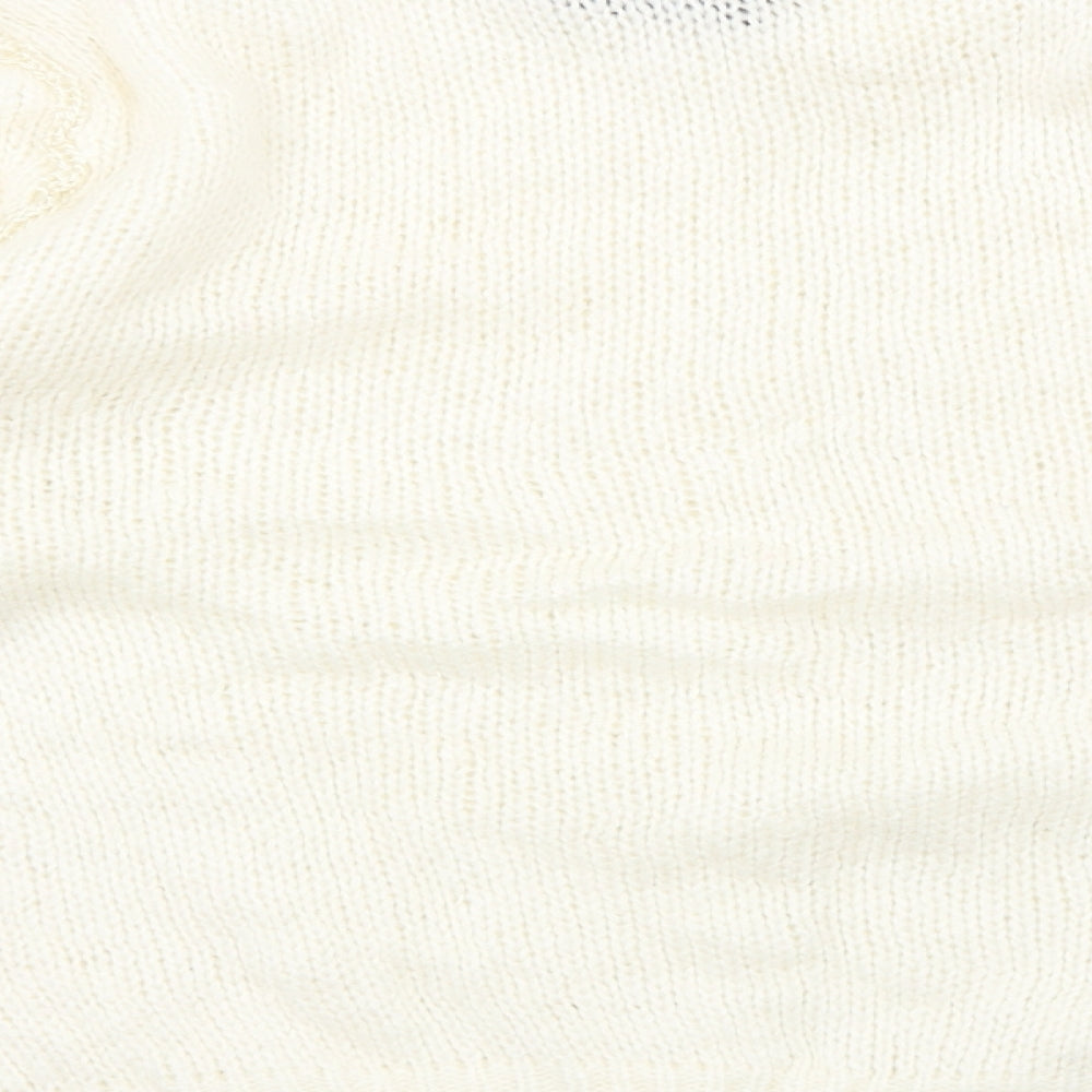 Paramour Womens White Round Neck Acrylic Pullover Jumper One Size
