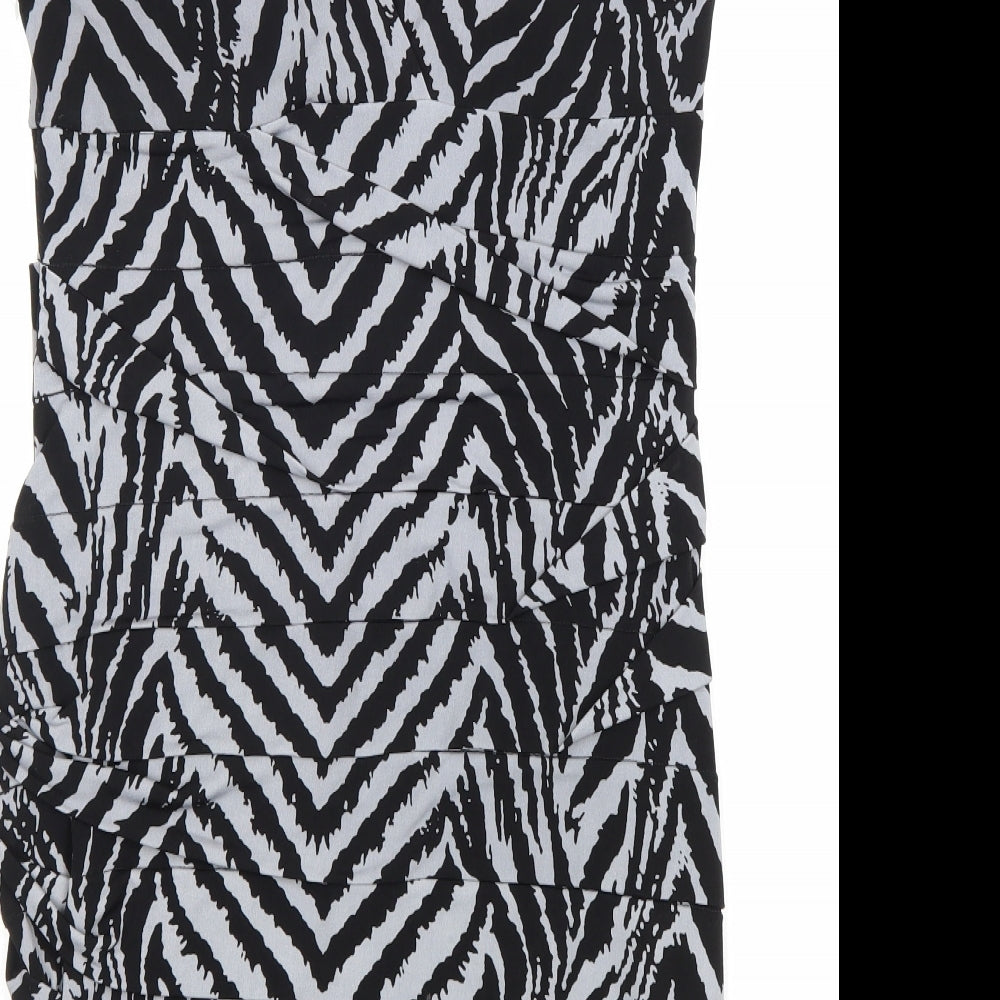 Saint Tropez Clothing Womens Grey Animal Print Polyester Bodycon Size 12 V-Neck Pullover - Tiger Pattern