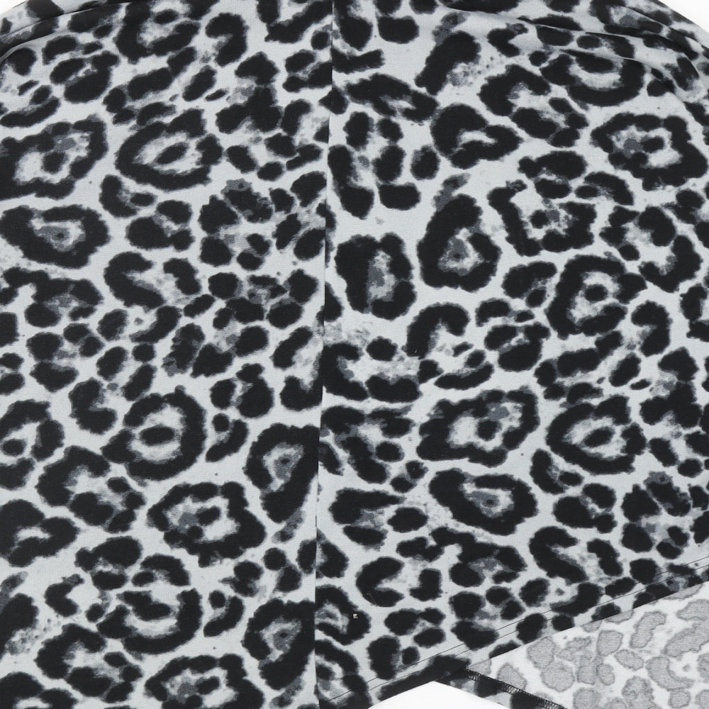 Quiz Womens Grey Roll Neck Animal Print Polyester Pullover Jumper Size M