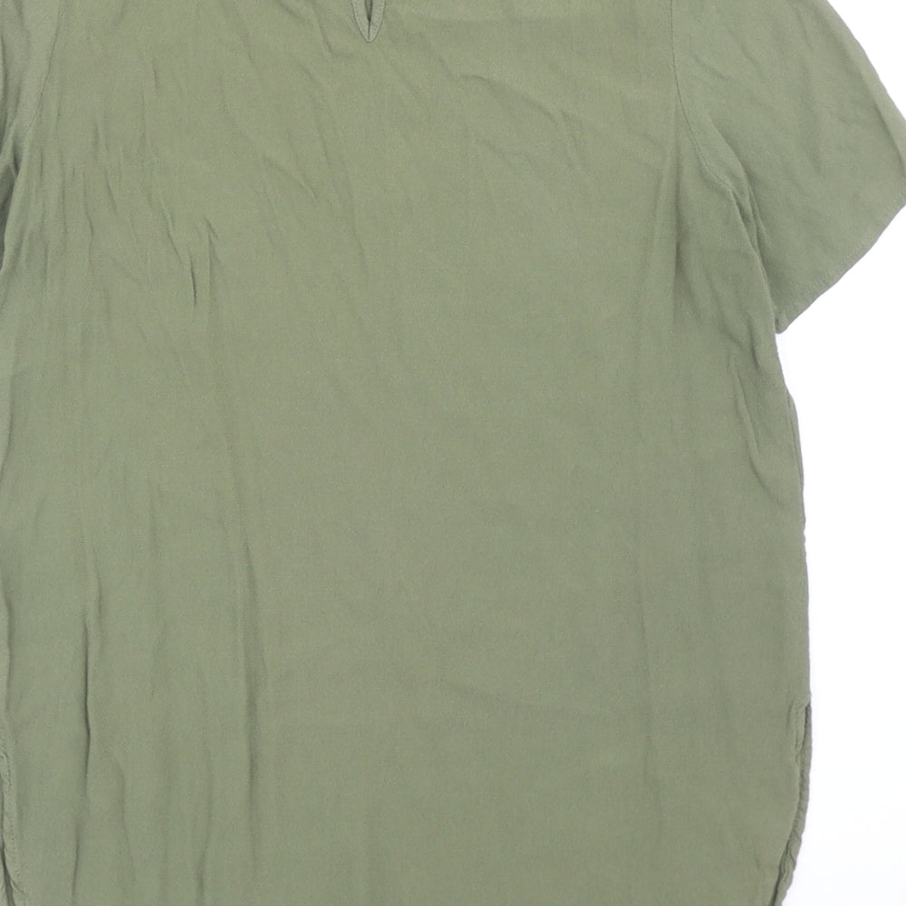 H&M Womens Green Viscose Basic T-Shirt Size 8 Round Neck