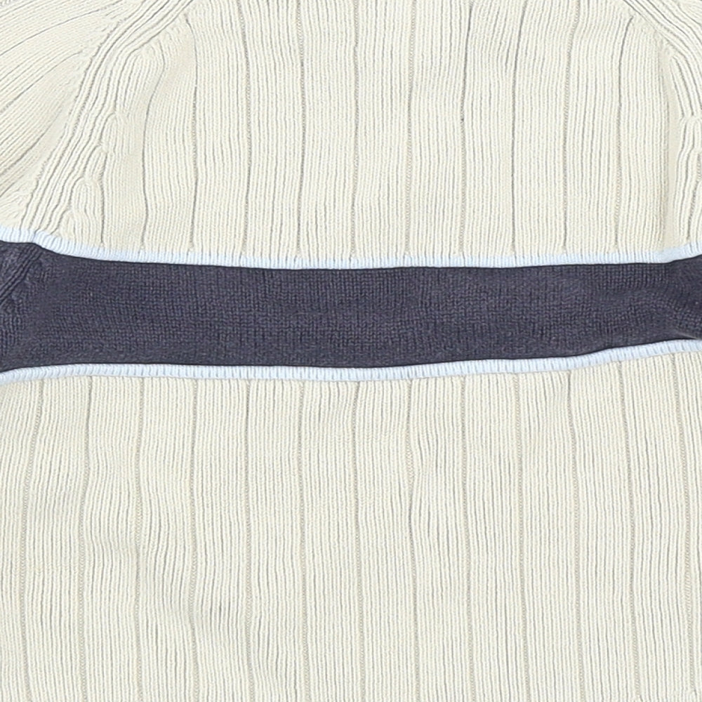 Next Boys Beige High Neck Cotton Pullover Jumper Size 2XS Zip