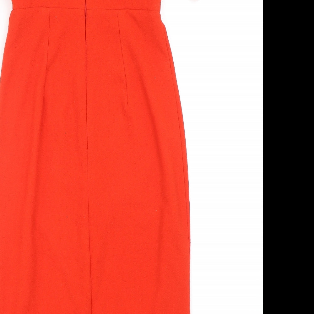 ASOS Womens Red Polyester A-Line Size 6 Round Neck Zip