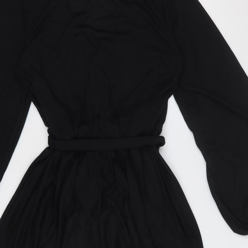 ASOS Womens Black Polyester Fit & Flare Size 10 V-Neck Button