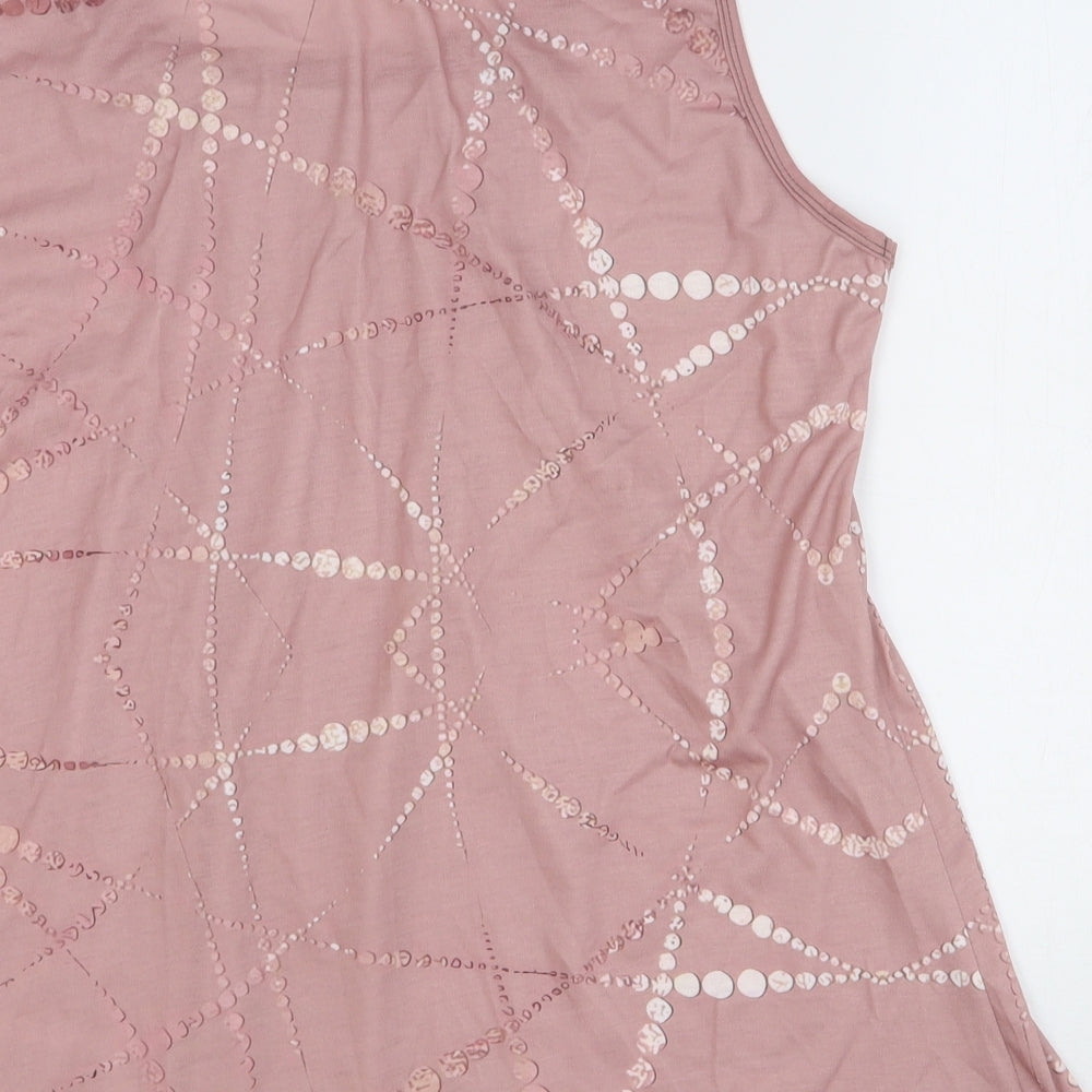 Preworn Womens Pink Geometric Polyester Basic Tank Size 2XL Square Neck