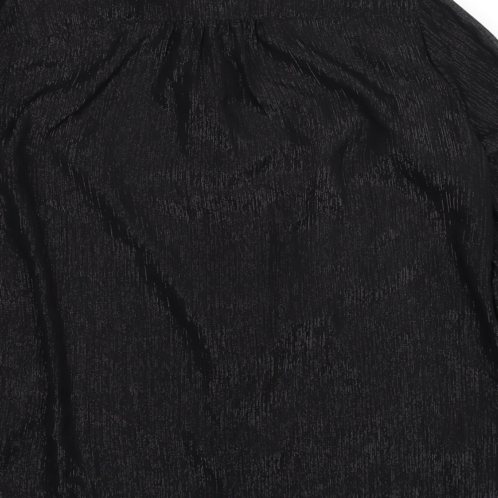 Divided by H&M Womens Black Geometric Polyester Basic Button-Up Size 12 V-Neck