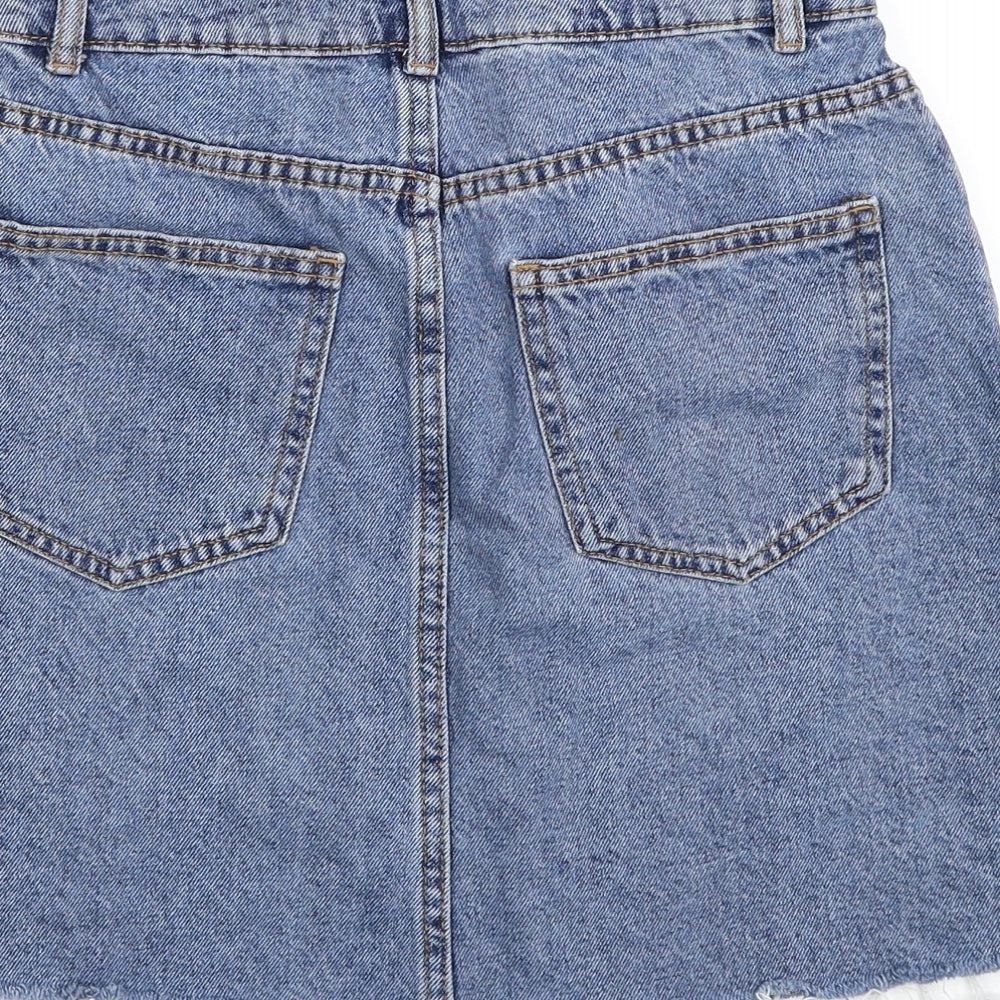 Denim & Co. Womens Blue Cotton Straight & Pencil Skirt Size 8 Zip