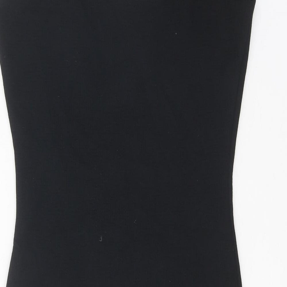 Mango Womens Black Polyester Bodycon Size S V-Neck Pullover