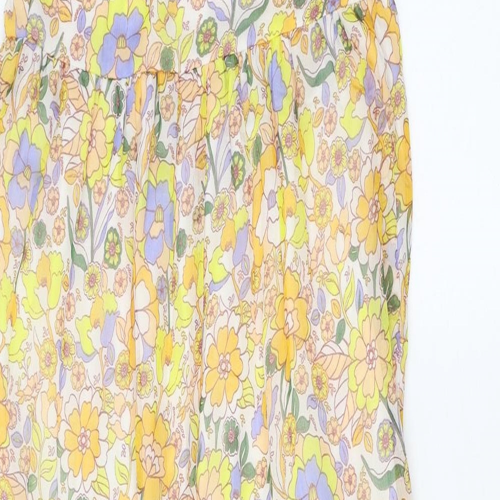 Violet Romance Womens Yellow Floral Polyester Maxi Size 6 V-Neck Pullover