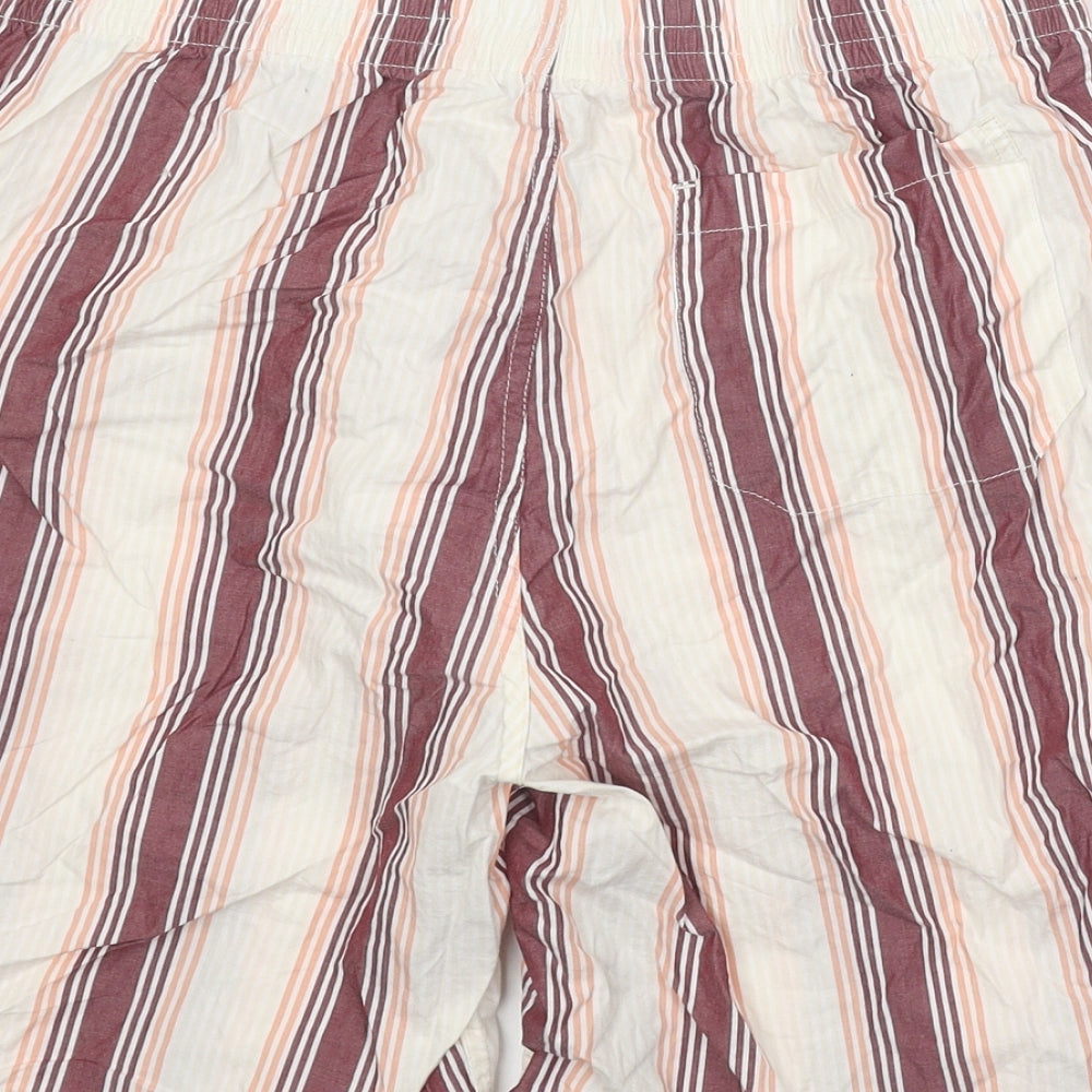 Preworn Womens Beige Striped Polyester Bermuda Shorts Size 30 in Regular Button