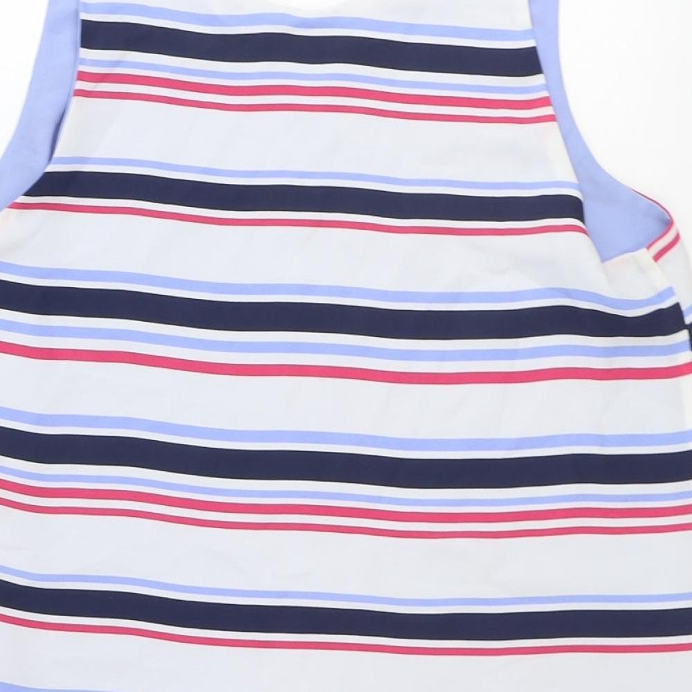 NEXT Womens Multicoloured Striped Polyester Basic Tank Size 12 V-Neck