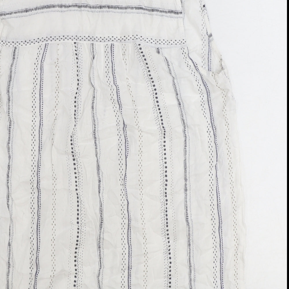 NEXT Womens White Striped Viscose Basic Tank Size 8 V-Neck