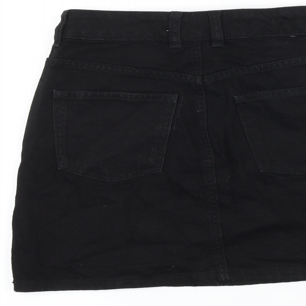 Topshop Womens Black Cotton Straight & Pencil Skirt Size 6 Button