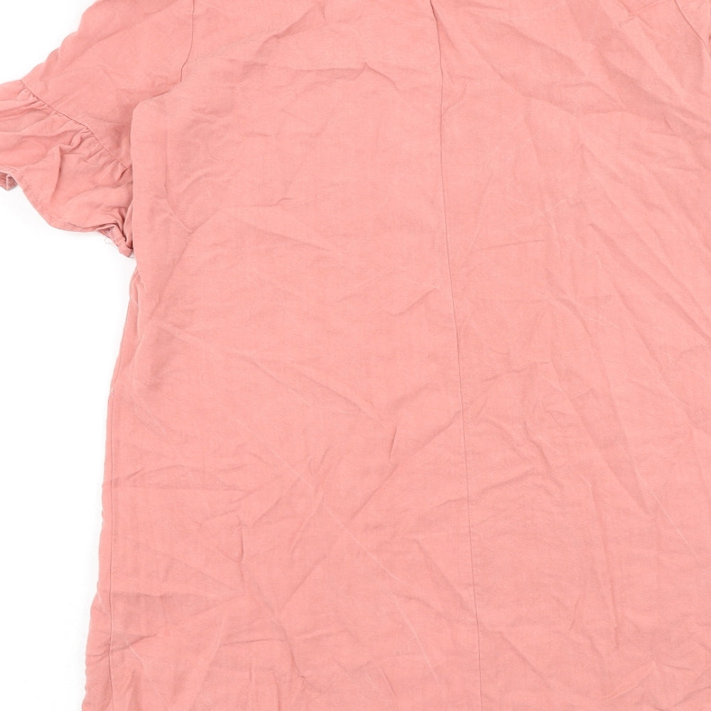 TRF Womens Pink 100% Cotton A-Line Size L V-Neck Pullover