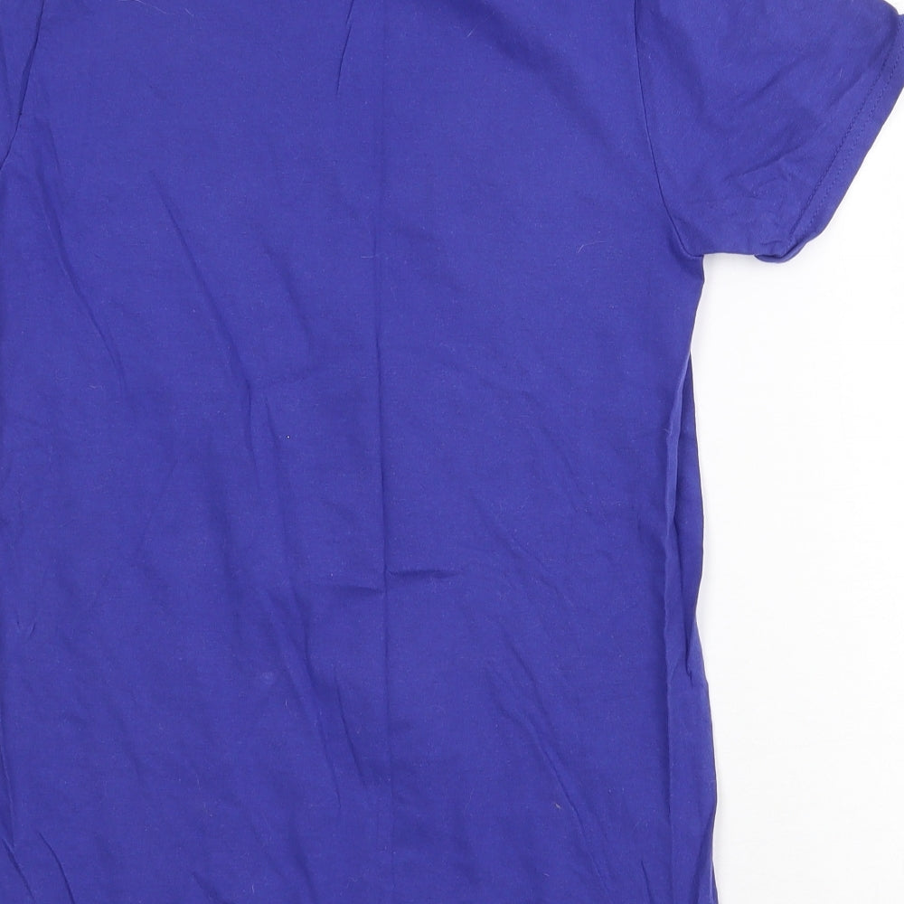 Gildan Womens Purple 100% Cotton Basic T-Shirt Size S Round Neck