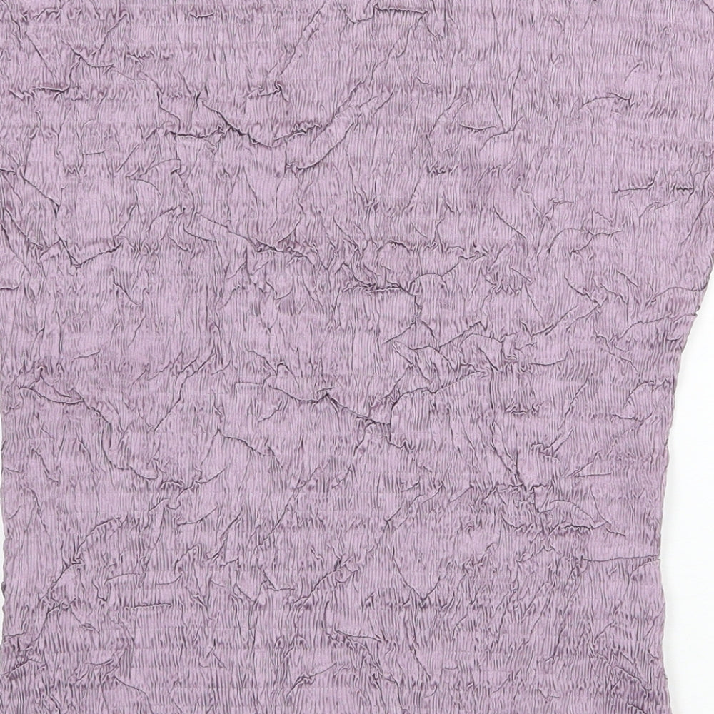 JFW Womens Purple Geometric Polyester Basic Blouse Size M Round Neck