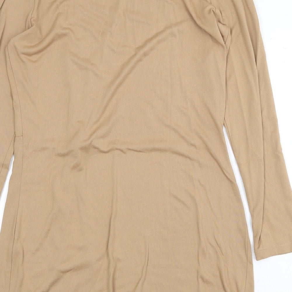 Very Womens Beige Modal Mini Size 10 Round Neck Pullover