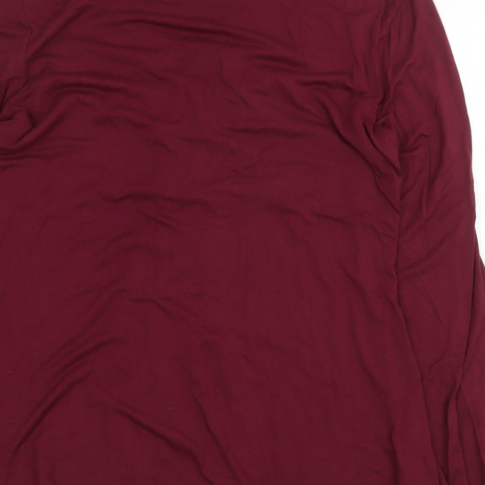 Body Flirt Womens Red Cotton Basic Blouse Size M V-Neck - Ruched